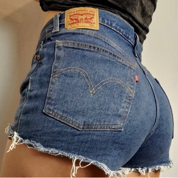 Levi's Pants - Levi’s 501 Dark Wash Distressed High Rise Cutoff Denim Shorts